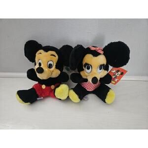 Vintage Disneyland Mickey & Minnie Mouse Bean Bag‎ Plush New Korea